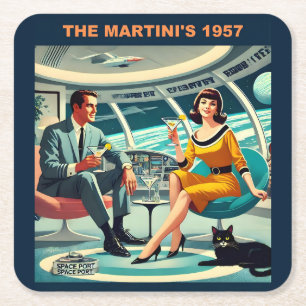 Porta-copo De Papel Quadrado Cartazes de Viagens Espaciais Martini The Martini'