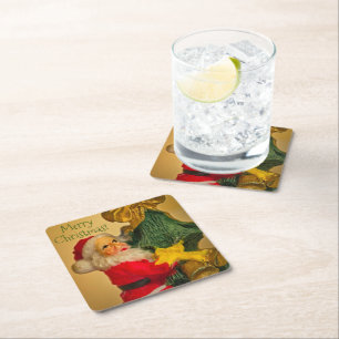 Porta-copo De Papel Quadrado Cartões de natal personalizados do Papai Noel