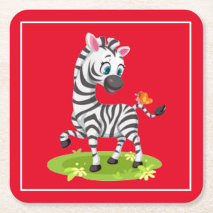 Porta-copo De Papel Quadrado Cartoon-23960, Bebê-Zebra