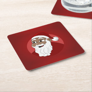 Porta-copo De Papel Quadrado Cartoon Black Santa Claus