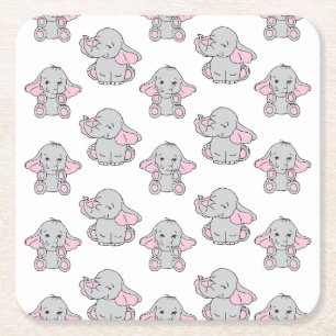 Porta-copo De Papel Quadrado Cartoon de Elefante de Padrão Desenhado à Mão R