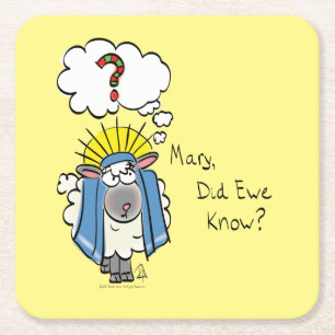Porta-copo De Papel Quadrado Cartoon de Ovelha Engraçado de Natal Cristão