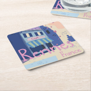 Porta-copo De Papel Quadrado Cartoon de Rennes France