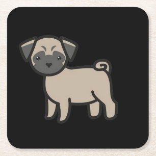 Porta-copo De Papel Quadrado Cartoon Pug Fawn