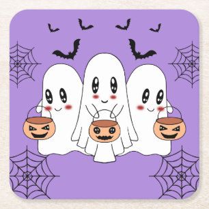 Porta-copo De Papel Quadrado Cartoon Spooky Cute Kawaii Festa de Halloween Fant