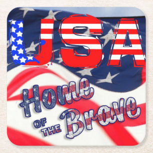 Porta-copo De Papel Quadrado Casa da bandeira brava nos EUA