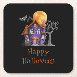 Porta-copo De Papel Quadrado Casa de Halloween Assombrada Personalizada