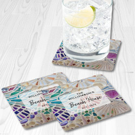 Porta-copo De Papel Quadrado Casa de praia personalizada