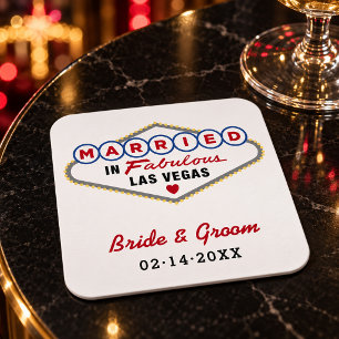 Porta-copo De Papel Quadrado Casado no Fabuloso Monograma do Casamento Vermelho