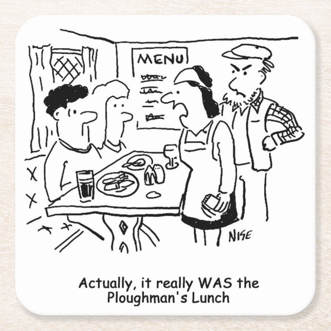 Porta-copo De Papel Quadrado Casais dizem que comeram o almoço do Plowman (Frente)