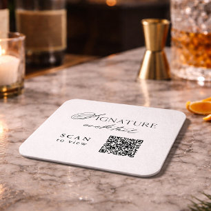 Porta-copo De Papel Quadrado Casal de Códigos QR de Coquetel de Assinatura