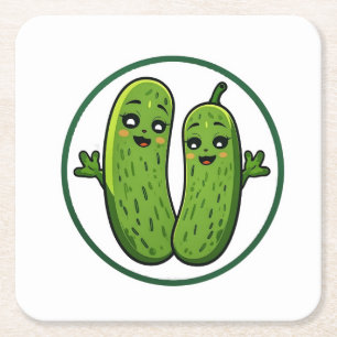 Porta-copo De Papel Quadrado Casal de Pepino Fofo, Piada, Kawaii Pepinos