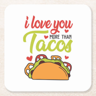 Porta-copo De Papel Quadrado Casal Presente Eu Te Amo Mais Do Que Tacos