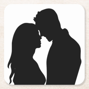 PORTA-COPO DE PAPEL QUADRADO CASAL ROMÂNTICO SILHOUETTE