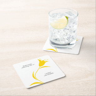 PORTA-COPO DE PAPEL QUADRADO CASAMENTO AMARELO MOD TULIP