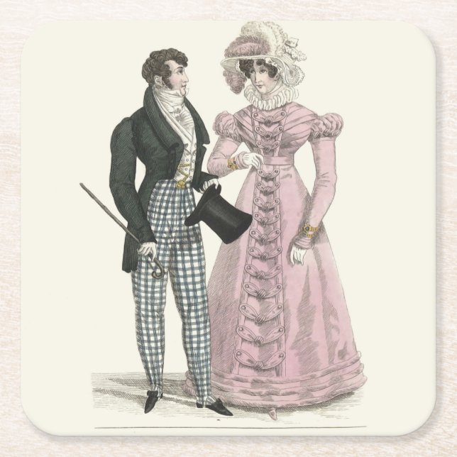 Porta-copo De Papel Quadrado Casamento Antigo 1823 Moda Homem Mulher (Frente)