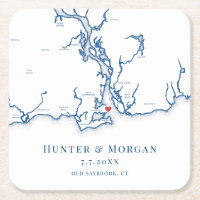 Casamento Azul do Marinho do Mapa Saybrook CT