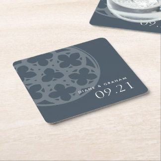 Porta-copo De Papel Quadrado Casamento Azul Orion Tracery Gótico Clássico Elega