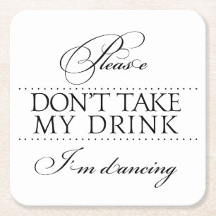 Porta-copo De Papel Quadrado Casamento Bebida Coasters Por favor não tome minha