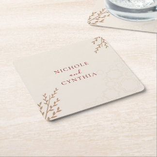 Porta-copo De Papel Quadrado Casamento Boho Moderno Terracota Laranja Queimada