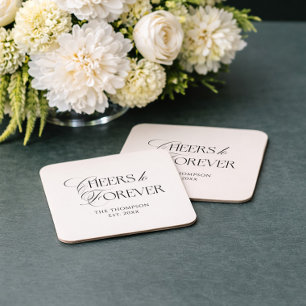 Porta-copo De Papel Quadrado Casamento Brinde para Sempre