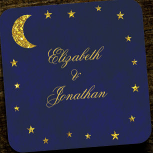 Porta-copo De Papel Quadrado Casamento Celestial Noite Sky