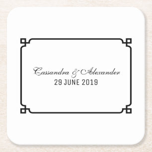 Porta-copo De Papel Quadrado Casamento Chic Black Deco