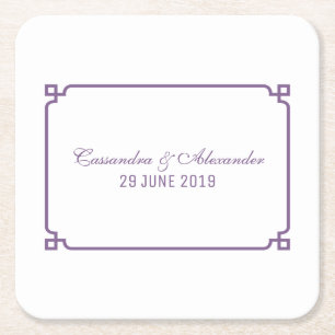 Porta-copo De Papel Quadrado Casamento Chic Purple Deco
