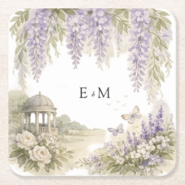 Porta-copo De Papel Quadrado Casamento com Wisteria Regency