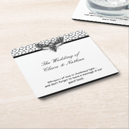 Porta-copo De Papel Quadrado Casamento Crânio de Mariposa Gótica – Elegância So