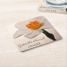 Porta-copo De Papel Quadrado Casamento Daffodil Primavera Branco