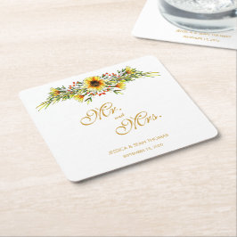 Porta-copo De Papel Quadrado Casamento das Flores de Verão Decorativas