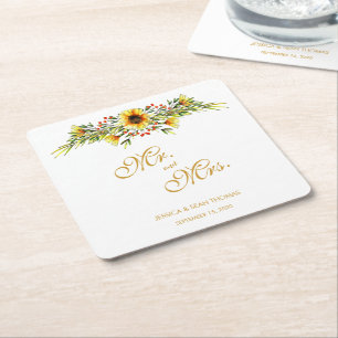 Porta-copo De Papel Quadrado Casamento das Flores de Verão Decorativas