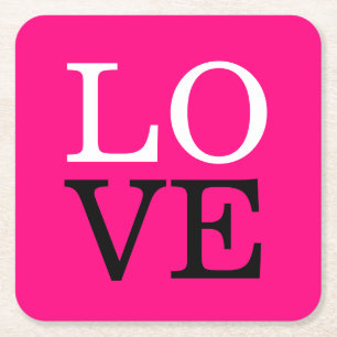 Porta-copo De Papel Quadrado Casamento de Amor com Fundo de rosa