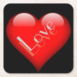 Porta-copo De Papel Quadrado Casamento de Amor Parisiense Atraente do Coração V