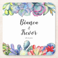 Casamento de cactus aquarela