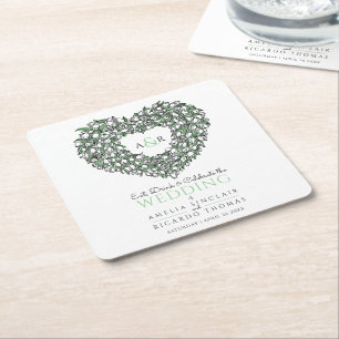 Porta-copo De Papel Quadrado Casamento de desenho monograma de tinta digital de