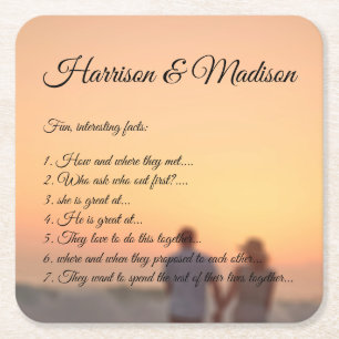 Porta-copo De Papel Quadrado Casamento de fatos divertidos do casal de script d