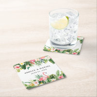 Casamento de Flamingo Floral Tropical Watercolor