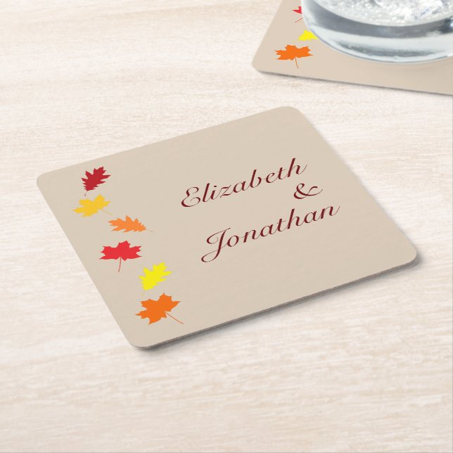 Porta-copo De Papel Quadrado Casamento de Folhas (Inclinado)