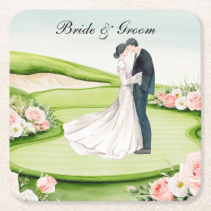 Porta-copo De Papel Quadrado Casamento de Golfe temido no campo de golfe