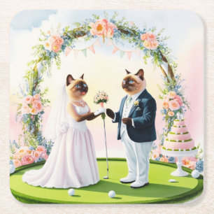 Porta-copo De Papel Quadrado Casamento de Golfe temido para amantes de Cat