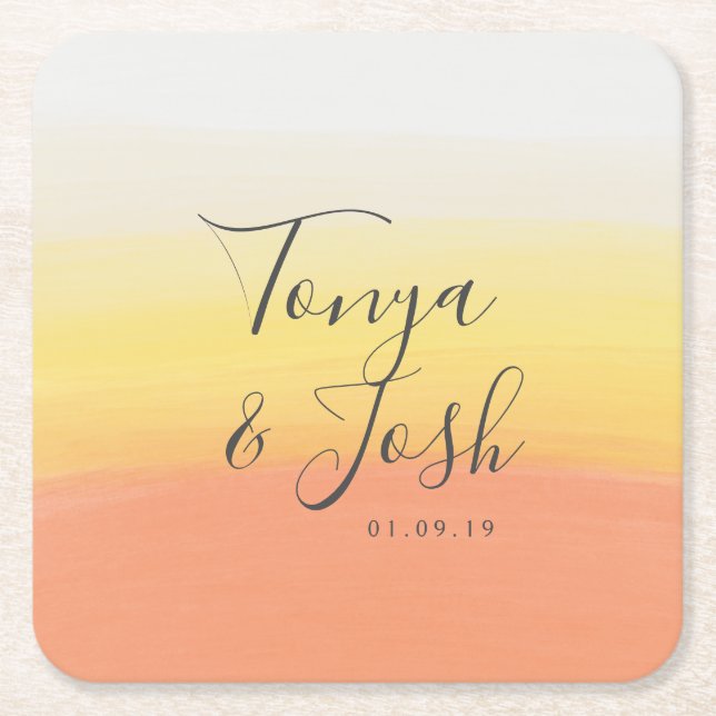 Porta-copo De Papel Quadrado Casamento de Halloween de Bala de Milho em Aquarel (Frente)