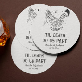 Porta-copo De Papel Quadrado Casamento de Halloween Vintage Gótico Até a Morte