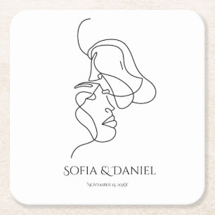 Porta-copo De Papel Quadrado Casamento de Linnear Artístico Elegante Minimalist