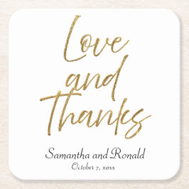 Porta-copo De Papel Quadrado Casamento de Obrigados e Amor Minimalista Branco e