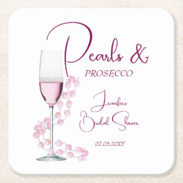 Porta-copo De Papel Quadrado Casamento de Pérolas Modernas e Chás de panela Pro