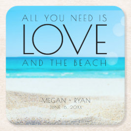 Porta-copo De Papel Quadrado Casamento de praia de destino