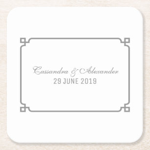 Porta-copo De Papel Quadrado Casamento Deco Chic da cinza