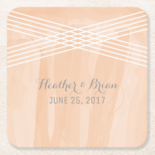 Porta-copo De Papel Quadrado Casamento Deco Laranja Watercolor